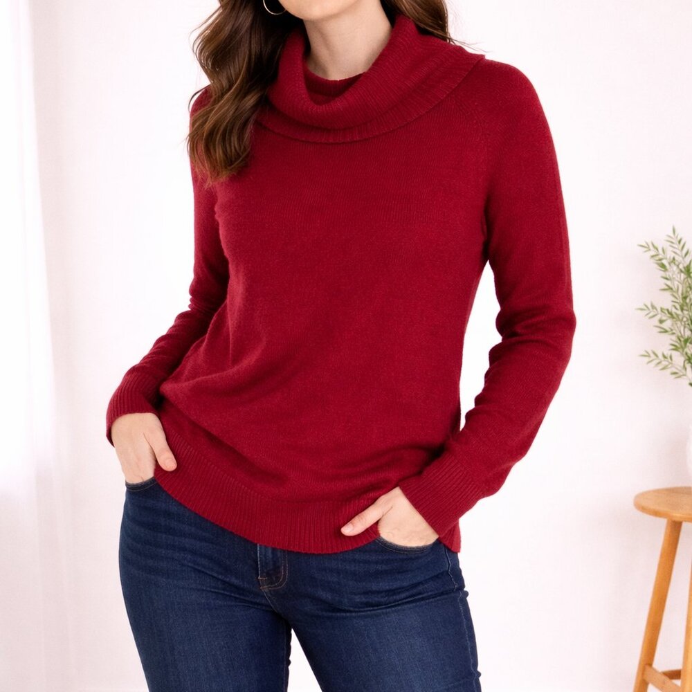 LOFT Maroon Turtleneck Long Sleeve Sweater Top Size Medium